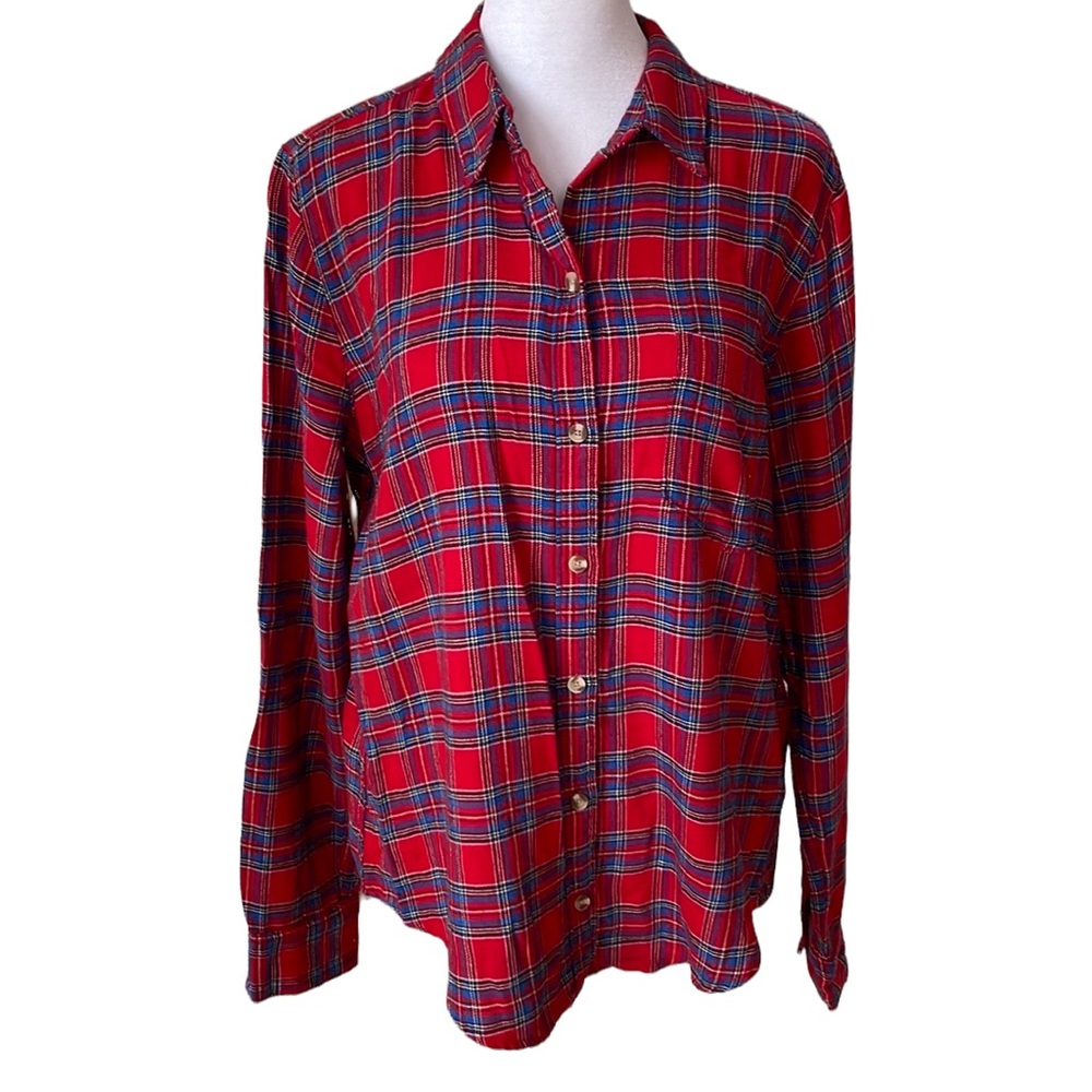 Abercrombie Supersoft Red Blue Plaid Flannel Button Down Shirt Size Medium